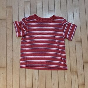 Orange Striped Cropped Shirt